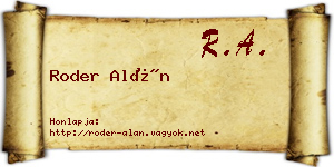 Roder Alán névjegykártya